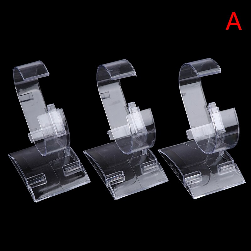 3Pcs Clear Transparent Wristwatch Stand Case Acrylic Watch Display Holder Stand Rack Showcase Tool: A
