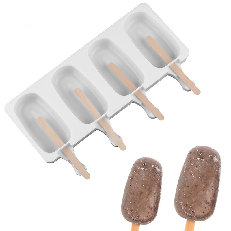 Homemade Food Grade 2 Sizes Silicone Ice Cream Molds Ice lolly Moulds Freezer Ice cream bar Molds Maker With Popsicle Sticks