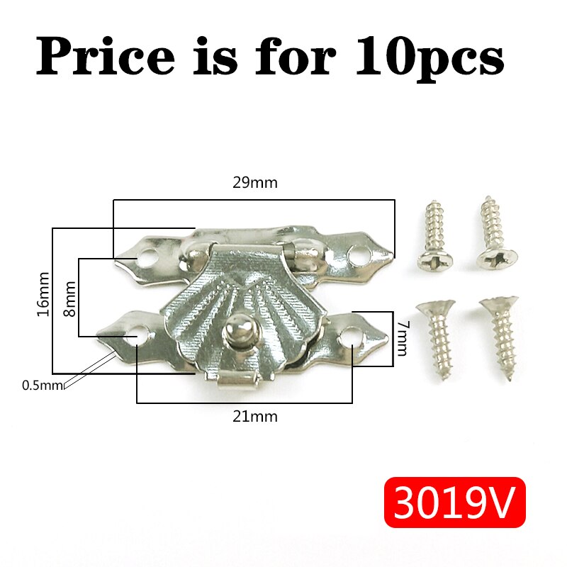 10pcs/lot Wooden box buckle Antique Brass Latches Catches Hasps Wooden Buckles Jewelry Wooden Box box buckle alloy buckle: Silver color