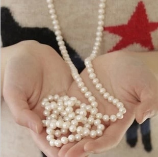 Women Jewelry, Pearl Bead Necklace,Long Sweater Chain Necklace For Women Dress Accessories JJ139