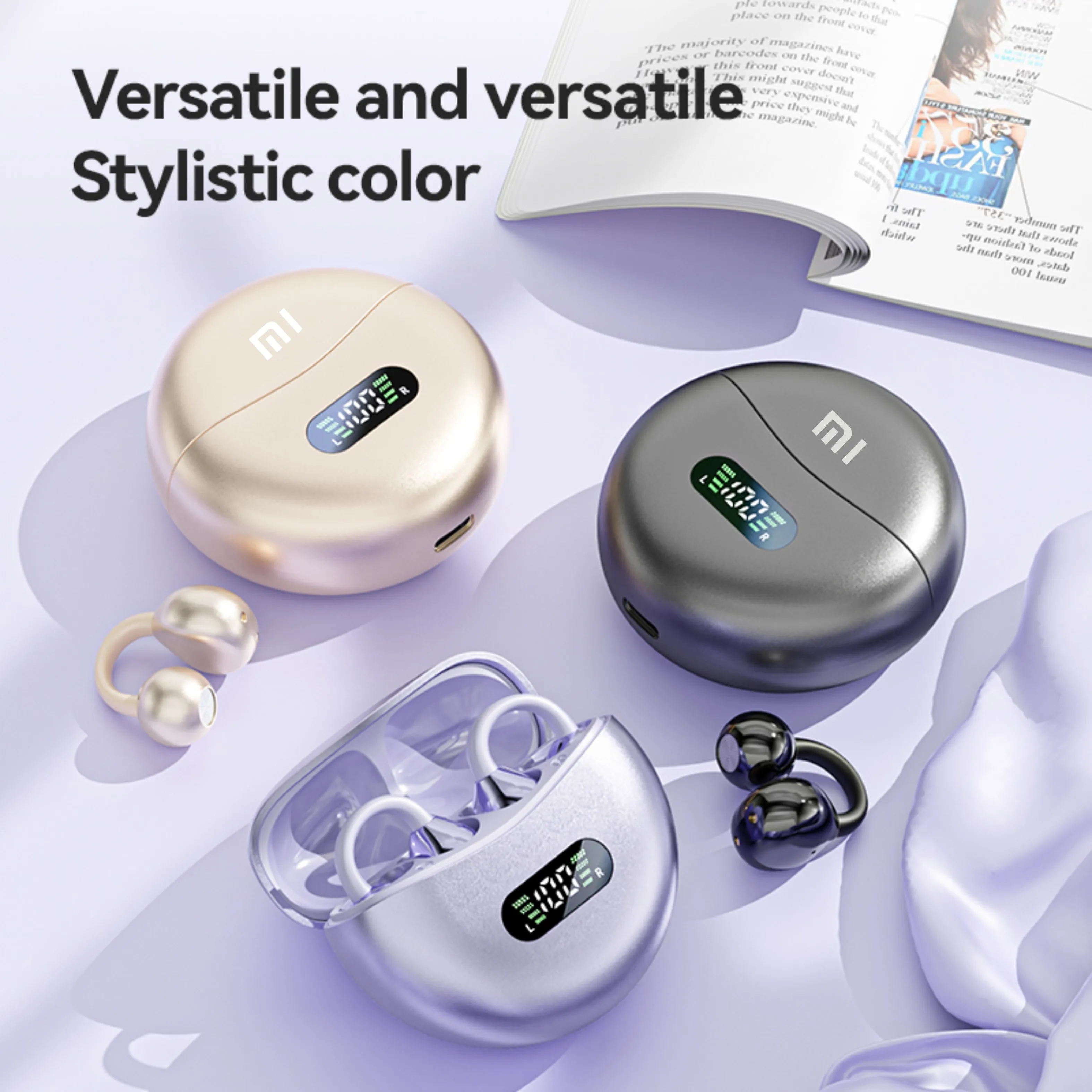 Xiaomi  m79 benledningshörlurar bluetooth 5.4 öronsnäckor med klämma på örat bekväma vattentäta sportheadset med digital display