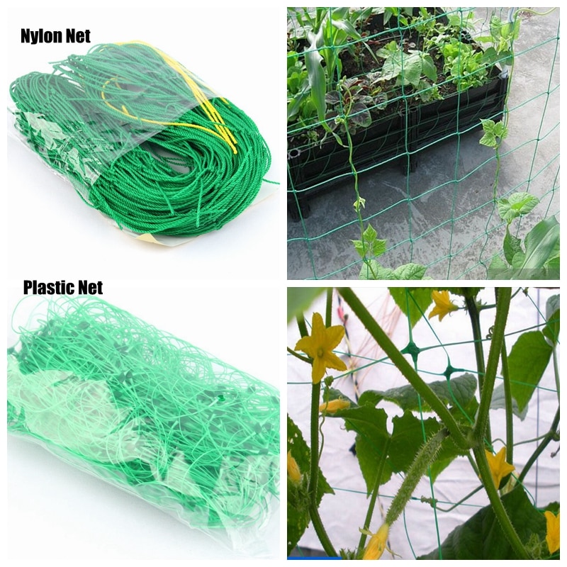 6pcs/lot Plastic Nylon Net Vines Plants Climbing Net Supports Flower Vegetable Landing Net Frame Vine Nylon Garden Netting