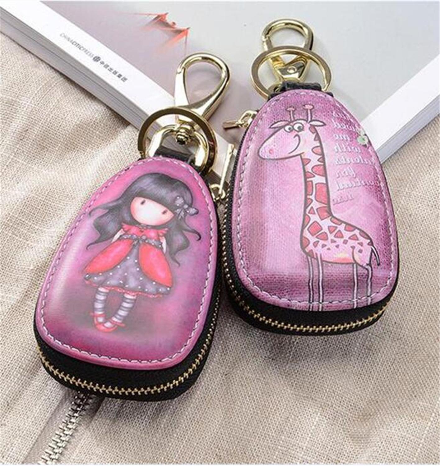 1pc Retail Universal Auto Key Cases Carton Pattern Small Wallets Cars Key Protection Bags Man's and Women's Beautiful Holders