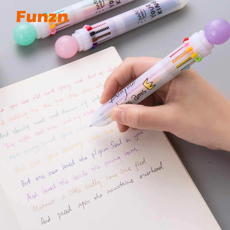 Funzn 0.5 mm 10 colors ballpoint pens for writing Chancellery simple office school supplies ball pen luxury nurses