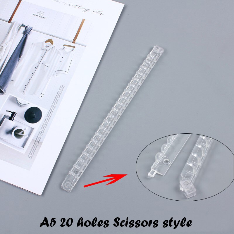 A5 B5 Crystal Loose-leaf Binder Transparent 20/26 Hole Bind Circle Calendar Ring Notebook Cover Diary Index Separator Organizer: A5 Scissors clip