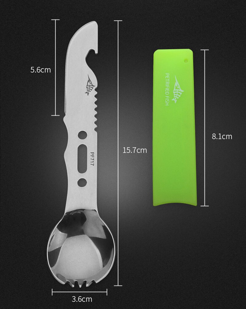 Kit de utensilios de cocina para acampada, cuchara, tenedor, abrebotellas, portátil, multifuncional, seguridad y supervivencia, acero inoxidable duradero