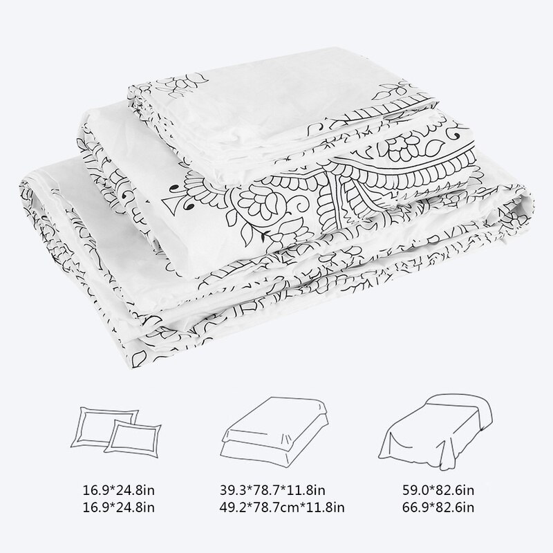 4pcs Simple Bedding Set with Pillowcase Duvet Cover Fitted Sheet Soft Printed Quilt Covers Home Decoration Bedclothes