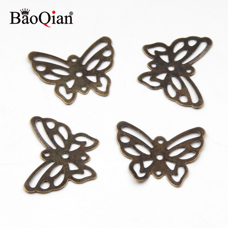 50 Uds 16x21MM mariposa envolturas de filigrana flor conectores Artesanía de Metal Scrapbooking conector para la fabricación de la joyería DIY Decoración: Bronze