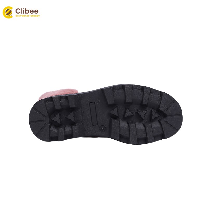 Clibee Warm Winter Kids Laarzen Meisjes Waterdichte Thicken Sole Wollen Voering Laarzen Kinderen Hoge Kalf Schoenen Met Rits Maat 32-37