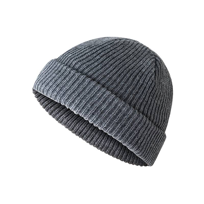 Unisex Winter Geribbelde Gebreide Caps Cuffed Korte Meloen Skullcap Effen Kleur Baggy Retro Ski Docker Beanie Hat Slouchy Classicial: 7