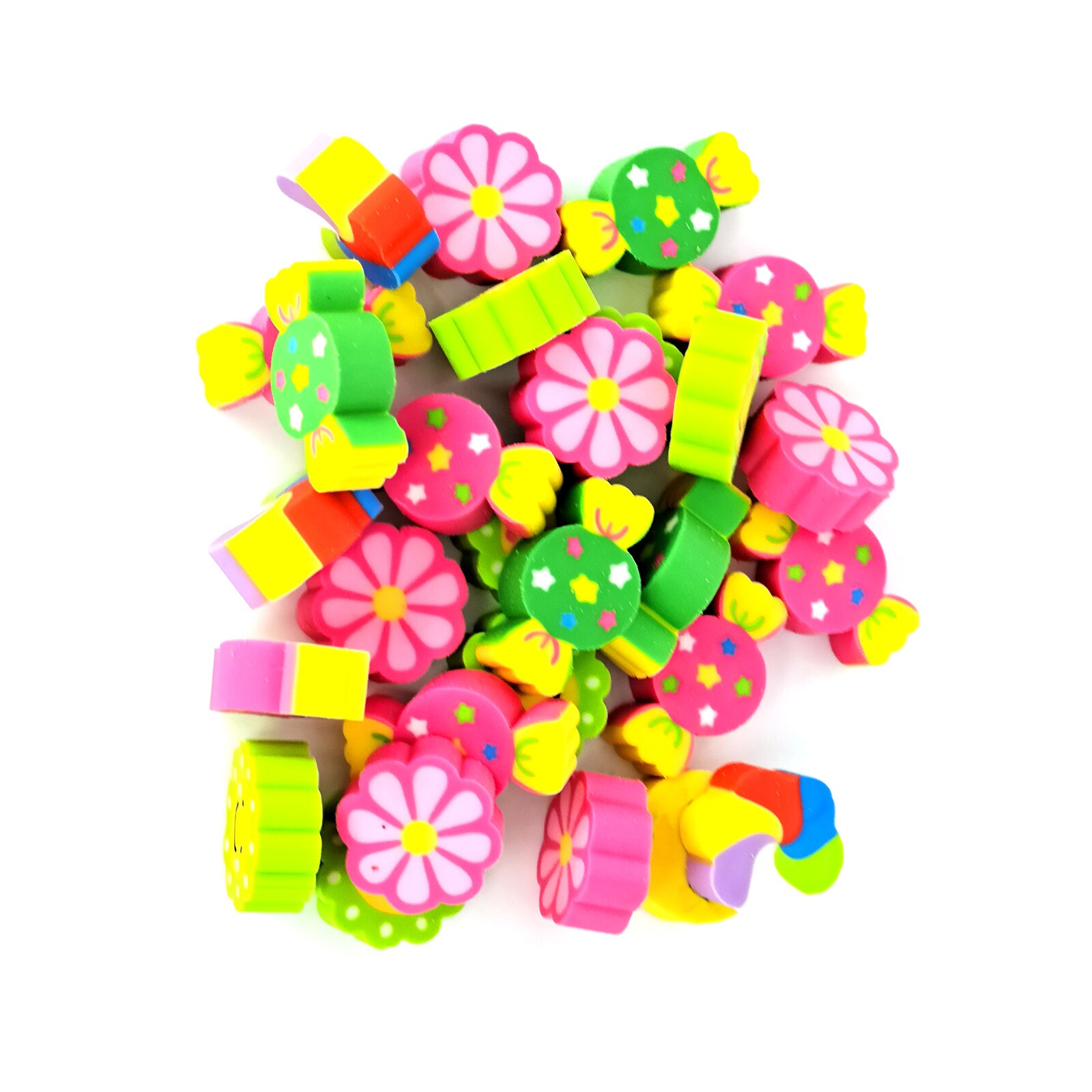 50pcs/bag Flower Shaped Rubber Erasers School Great For Kids