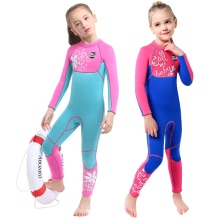 Kinderen Meisjes 3Mm Wetsuit Neopreen Scuba Surf Dive Skin Dive Zwemmen Pak Een Stuk Warm Badpak Kids