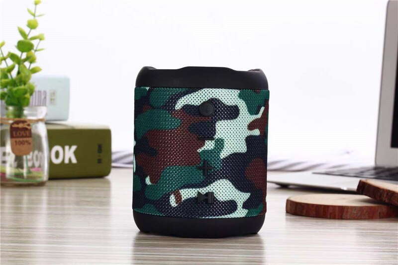 Bluetooth 5.0 højttaler med tf kort afspilning aux input play subwoofer tws trådløse loundpeakers bærbar højttaler: Camouflage