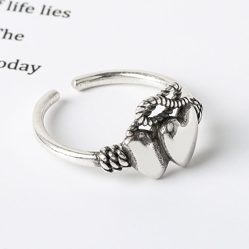 Foxanry 925 Sterling Silver Trendy Rings for Women Simple Hollow Geometric Handmade Party Jewelry: Default Title
