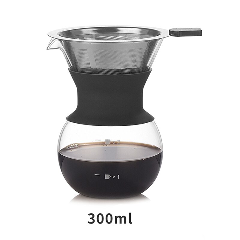 300/400ml High-temperature Resistant Glass Coffee Maker Coffee Pot Espresso Coffee Machine with Stainless Steel Filter Moka Pot: 2