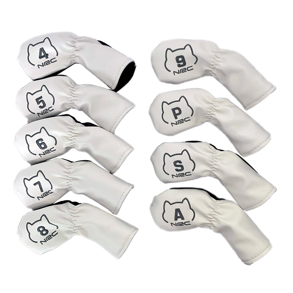 9 pçs/set Madeira Iron Head Covers Headcovers Covers Intercambiáveis Não. 4/5/6/7/8/9/P/S/A Madeira do Fairway do Golfe Capa Headcovers Híbridos