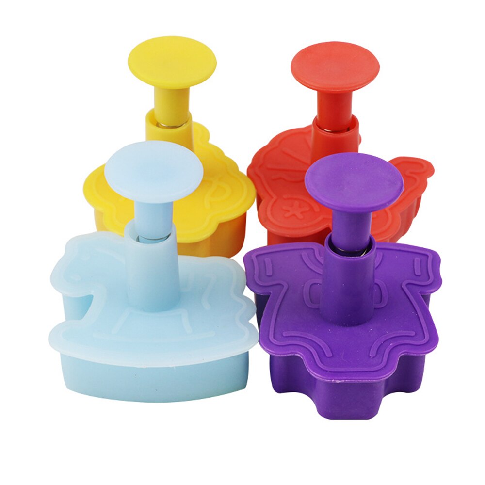 4 stücke Baby Spielzeug 3D Baby Kinderwagen Trojaner Flasche Kekse bilden Keks Stempel Toast Schimmel Fondant Dekorieren Werkzeuge