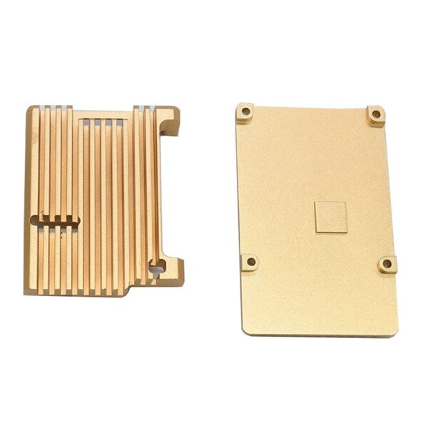 For Raspberry Pi 4 Model B Protective Armor Aluminum Alloy Case/ Passive Cooling Shell Metal Enclosure Heat Dissipation for Pi 4: Gold