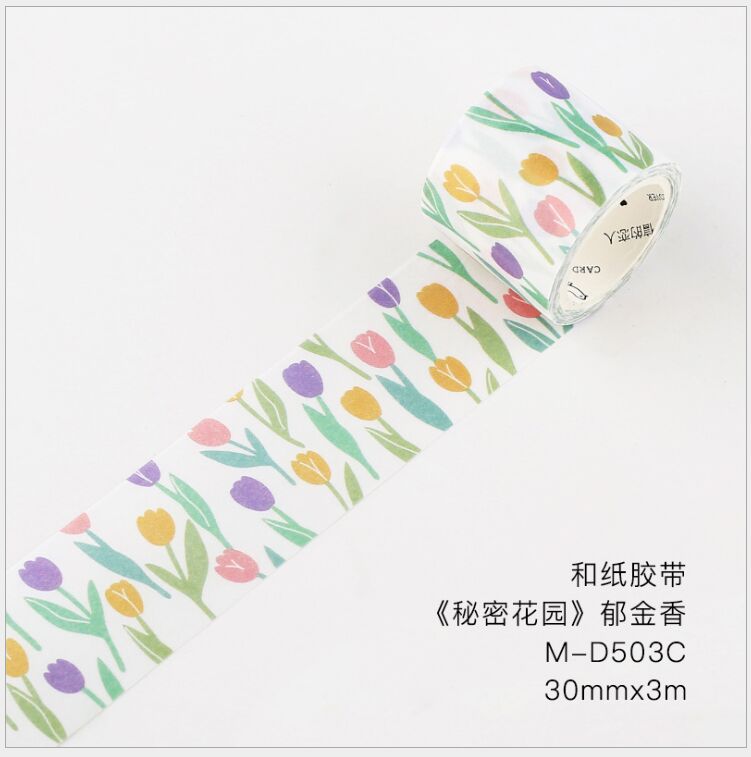 30mm jardin Secret fleur branche marguerite Iris tulipe animal washi ruban bricolage planificateur journal scrapbooking ruban de masquage: tulip flower tape