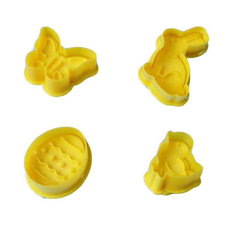 4Pcs Easter Bunny Pattern Plastic Baking Mold Kitchen Biscuit Cookie Cutter Pastry Plunger 3D Die Fondant Cake Decorating Tools