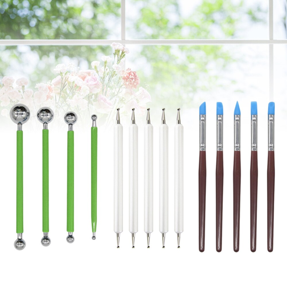 14pcs Clay Sculpting Tool Wooden Handle Ceramic Pottery Carving Tools for Beginners and Art Crafts(Blue)