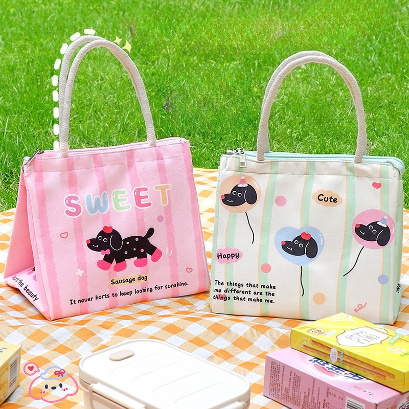 Cute Cartoon Lunch Box for Work and Students, Portable Aluminum Foil Insulated Lunch Box, Large Capacity Picnic Bag