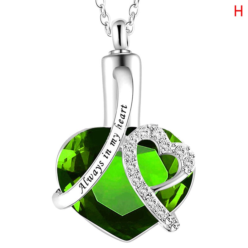 Always in my heart Locket screw Heart cremation memorial ashes urn birthstone necklace jewelry keepsake pendant: H