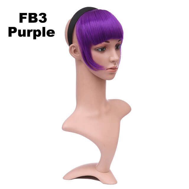Girlshow – frange synthétique frange courte avec tresses, bandeau, frange émoussée FB3, 6 pouces, 16 couleurs disponibles, 50g, 1 pièce: FB3 Color Purple