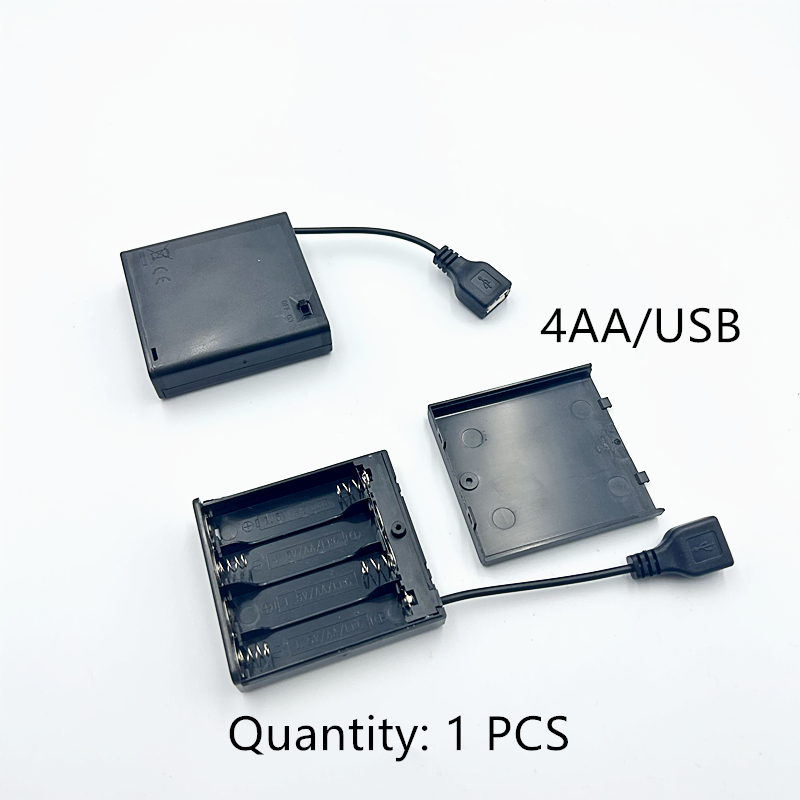 Portable Mini 2 3 4 6 8 x AA Battery Holder Storage Box Case USB Power Supply Battery Box For LED Strip Light: green