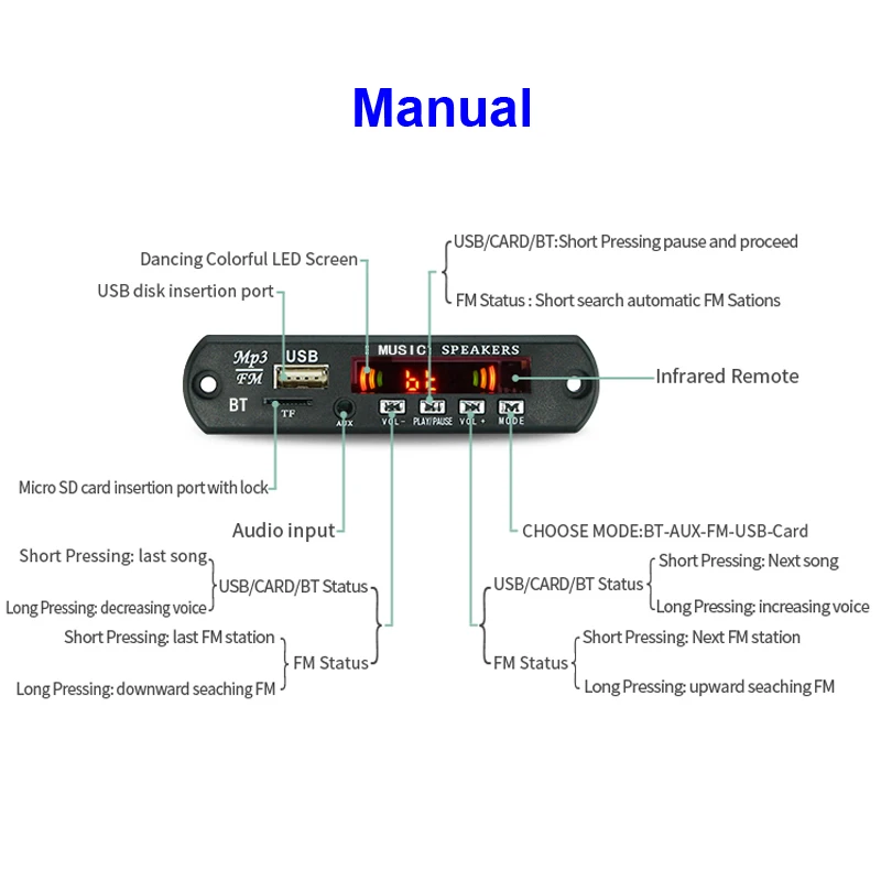 1/10pcs Bluetooth 5.0 MP3/WMA/WAV/APE/FLAC Decoder Board Car Audio USB TF FM Radio Module MP3 Bluetooth Music Player