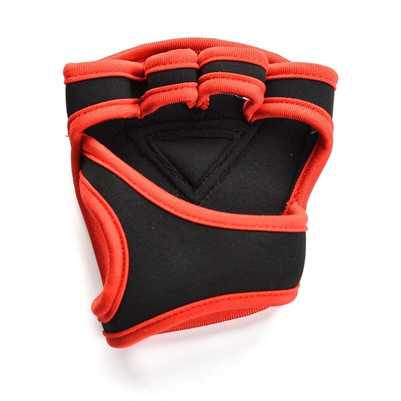 1Pair Dumbbells Gloves High Elastic Breathable Anti-Slip Silicone Weightlifting Wristband Grip Bracer Gloves Indoor Sports Glove: Style A red / L