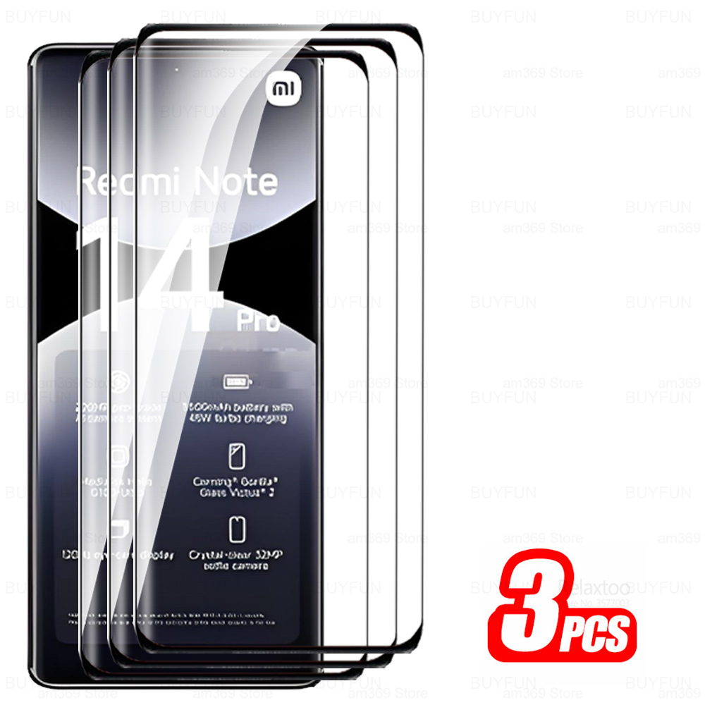1-3Stck 9D Gebogene Volle Abdeckung Gehärtetes Glas Für Xiaomi Redmi Hinweis 14 Profi + Hinweis14 Profi Plus 5G Hinweis14Profi 14Profi 4G Bildschirm Schutz: gold / Bündel7