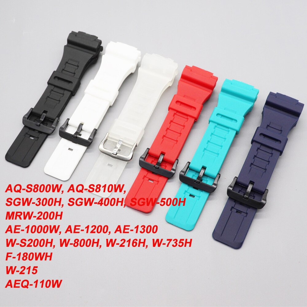 Bracelet en résine de Silicone noir mat, 18mm, pour Casio g-shock AQ-S810W S800W AEQ-110W W-735H SGW-300H, accessoires de bracelet de montre