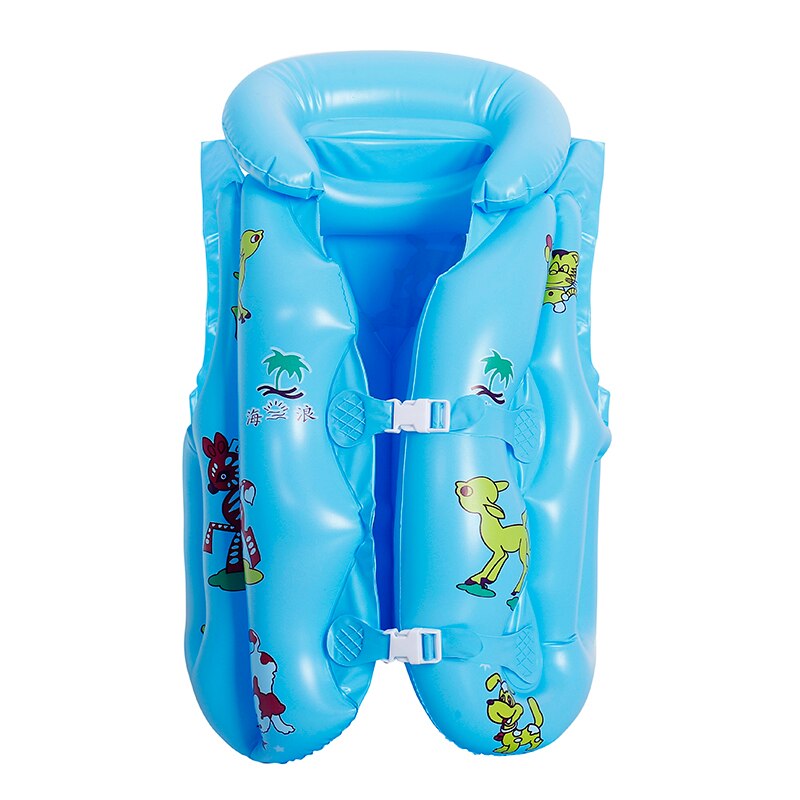 Children Life Jacket Inflatable PVC Cartoon Life Vest with Buckle for Kids PUZ777: Blue / L