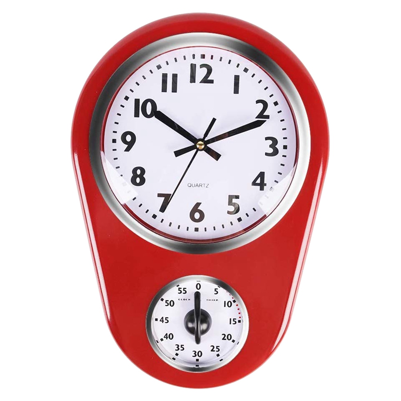 Eleg-home retro vintage gammelt stilfuldt 8.5 tommer køkkentid vægur med 60 minutters timer let at læse: Default Title