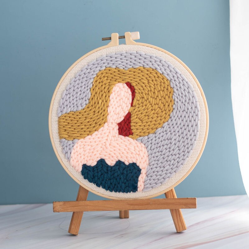 Girl DIY Punch Needle Embroidery Kit Punch Needle Cross Stitch for Beginner Sewing Art Wall Painting Home Decor