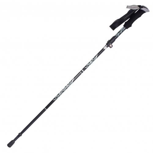 Walking Stick Outdoor Folding Trekking Poles Nordic Hiking Antishock Adjust 3-Section Aluminum Alloy Telescopic Alpenstock: Black