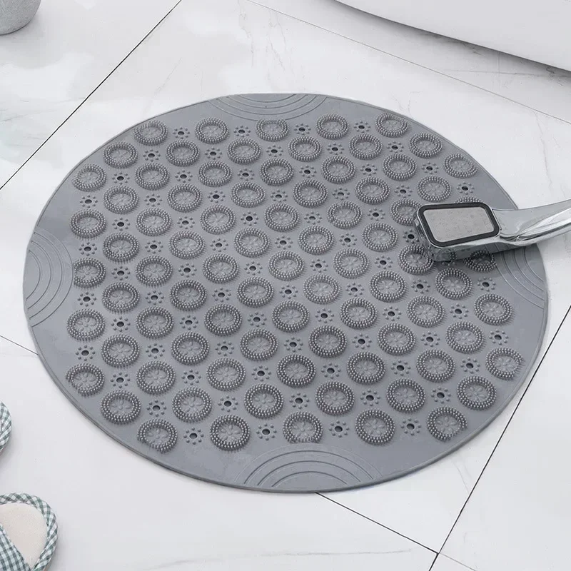 Antislip Sucker Ronde PVC Badmat met Afvoergat Siliconen Badmatten Voetmassage Pad Bad Zachte Douchemat Badkamermat: Roze / 400MMx600MM