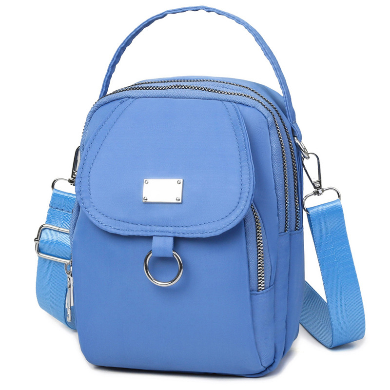 1pc dam casual messenger bag axelväska enfärgad multifunktionell handväska flerskiktad lätt oxfordväska crossbody: Blå