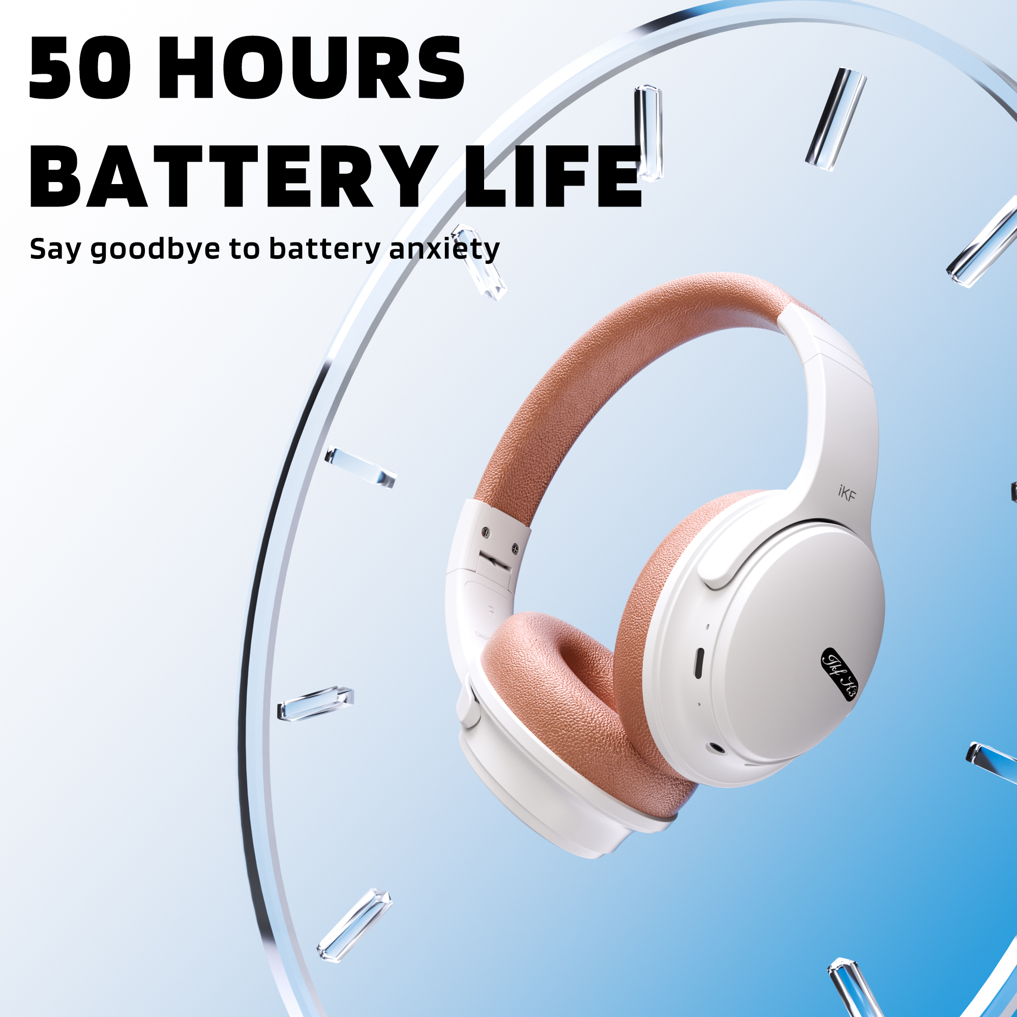 iKF-K3 Over-Ear-Kopfhörer, HiFi-Sound, ENC, klarer Anruf, Gaming-Headset mit geringer Latenz, 50 Stunden Spielzeit, APP-Steuerung, unterstützt kabellos/kabelgebunden