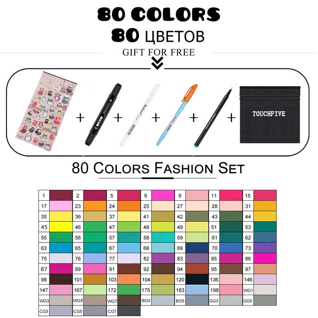 TouchFIVE 168 couleurs huileux à base d'alcool Art marqueurs ensemble double tête croquis marqueur artiste pinceau stylo pour Manga eau couleur stylos