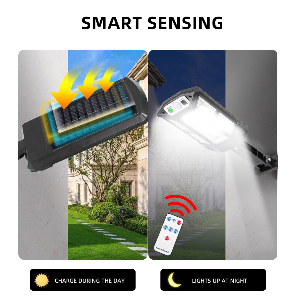 1 ~ 2 Stuks Zonne-verlichting Outdoor Led/Cob Zonne-straat Lamp Met Bewegingssensor Hek Patio Yard Garden verlichting