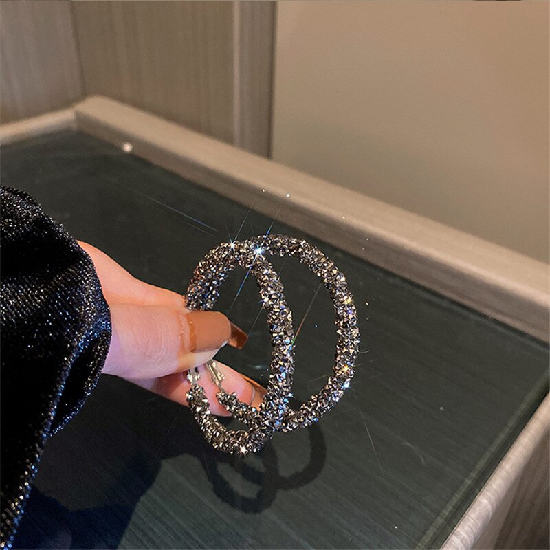 Fyuan Eenvoudige Ronde Zwarte Steentjes Hoepel Oorbellen Geometrische Oorbellen Voor Vrouwen Sieraden: black