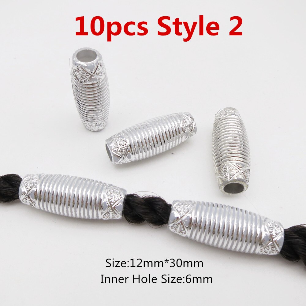 10 stk hår smykker flet ringe dekorationsvedhæng dreadlocks skæg perler ringe imiteret træ plastik perler tilbehør: 10 stk stil 2