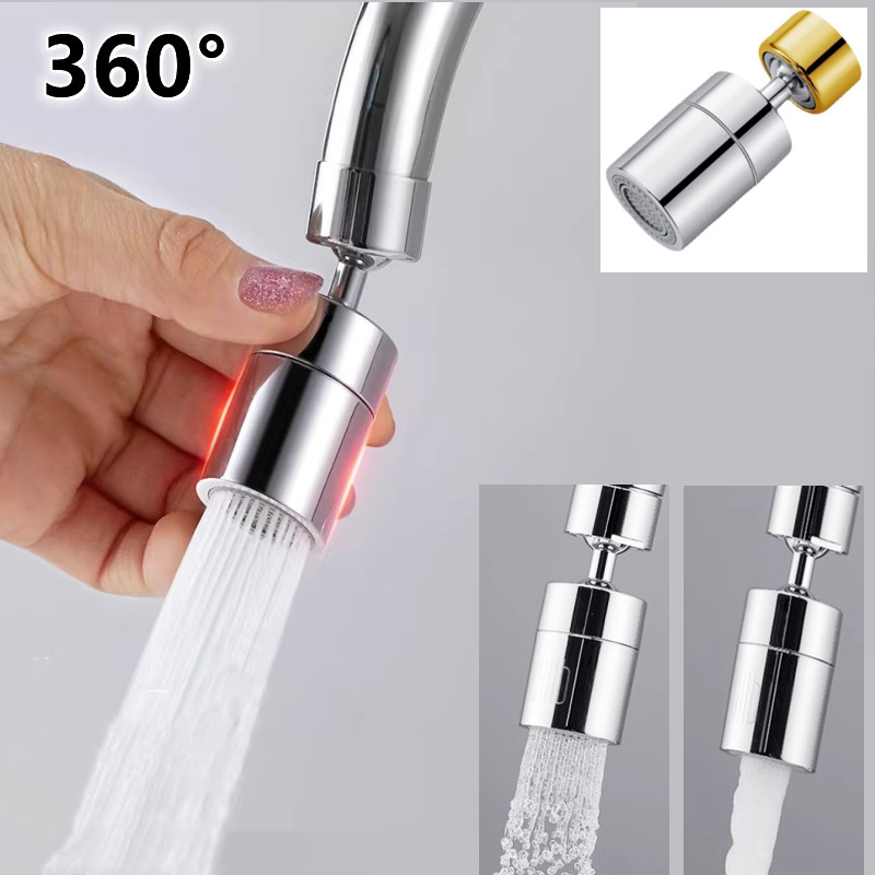boquilla para grifo de lavabo de 2 modos de latón 360 ° Aireador de grifo giratorio contra salpicaduras, fregadero de cocina, grifo presurizado, aireador, burbujeador