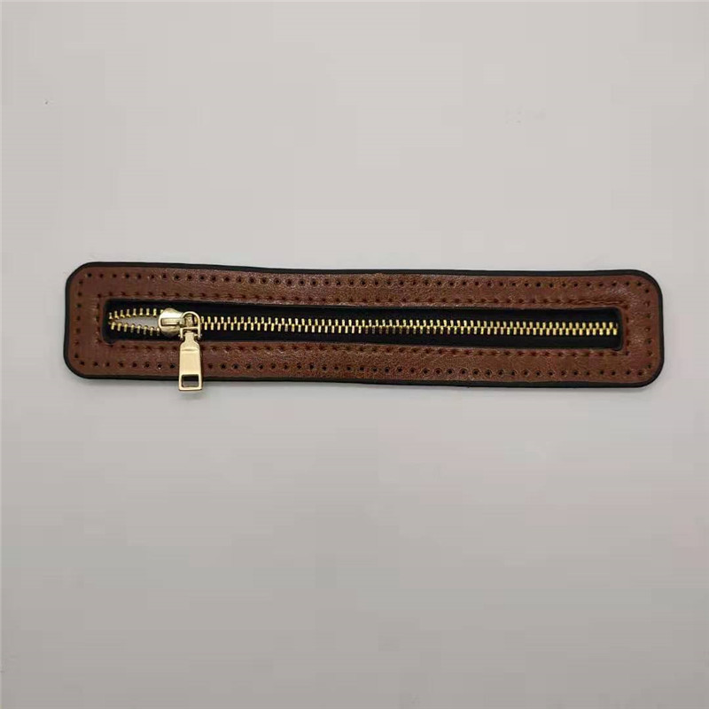 1 pz cerniera fai da te personalizzata per Hardware borsa tessuta accessori cerniera in pelle PU vestiti borsa tessuta accessori per il cucito di alta qualità: Brown