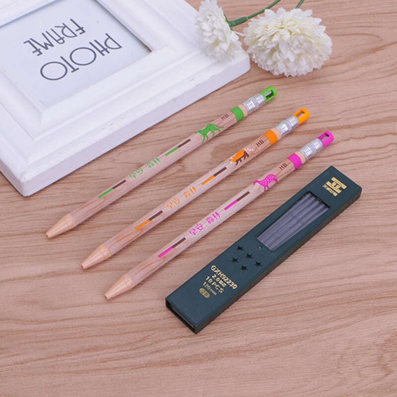 1Set Mechanical Pencil Refillable Type With Refill Box Simple Click 2.0 mm