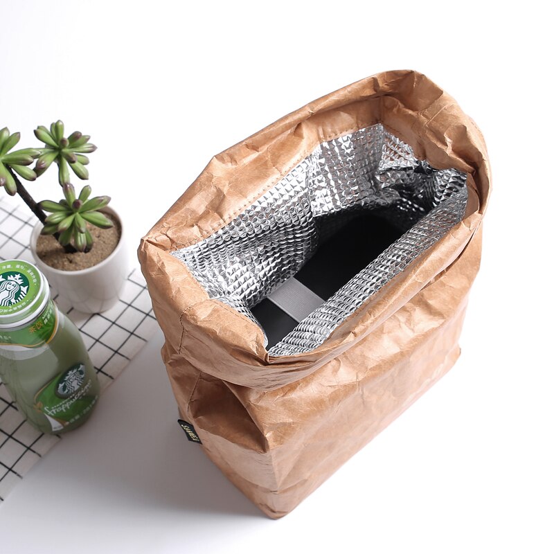 SANNE – sac en papier Kraft Tyvek, sac isotherme thermique, étanche et résistant aux déchirures, sac à déjeuner léger, Film d&#39;aluminium à l&#39;intérieur, 2 pièces/lot