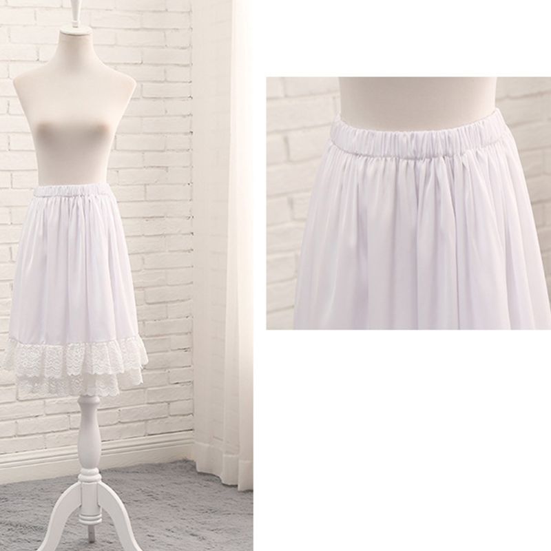 Womens Double Layer Skirt Extender Lace Trimmed Half Slip Crinoline Underskirt Double Layer Dress Extender