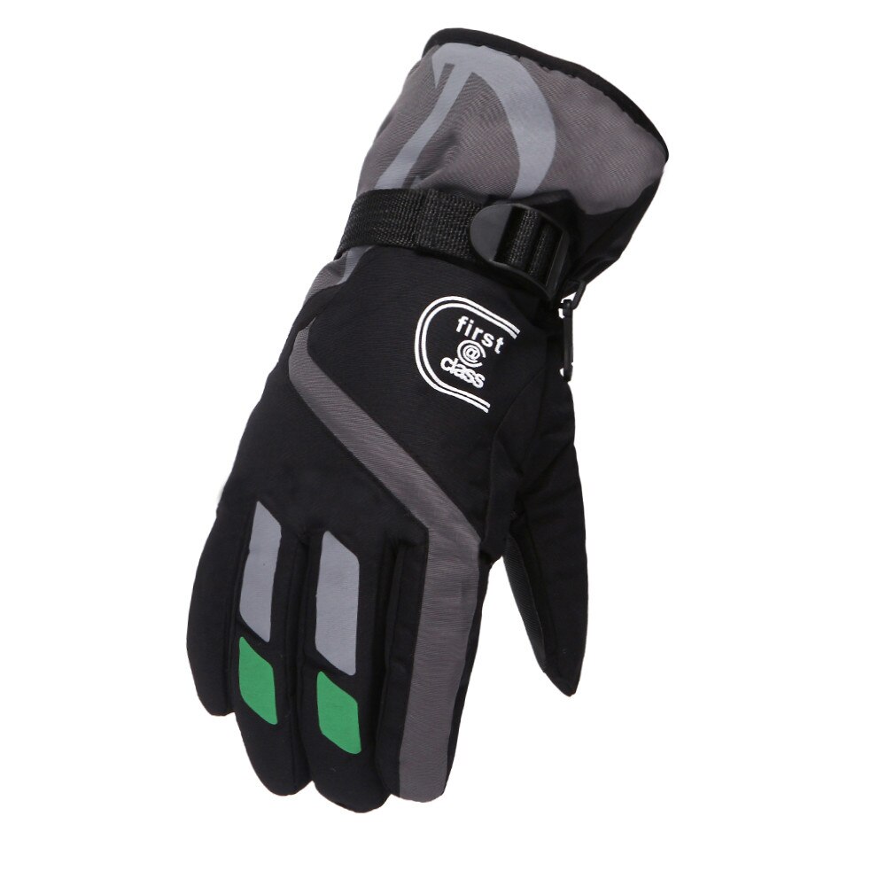 Guantes de esquí Extra gruesos para hombre y mujer, manoplas para esquí, Snowboard, nieve, deportes de invierno, cálidos, impermeables, de cuero de imitación: BK
